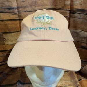 D&J Gin Lockney Texas Pink Hat Cotton Boll Embroidered Adj Baseball Cap Farm